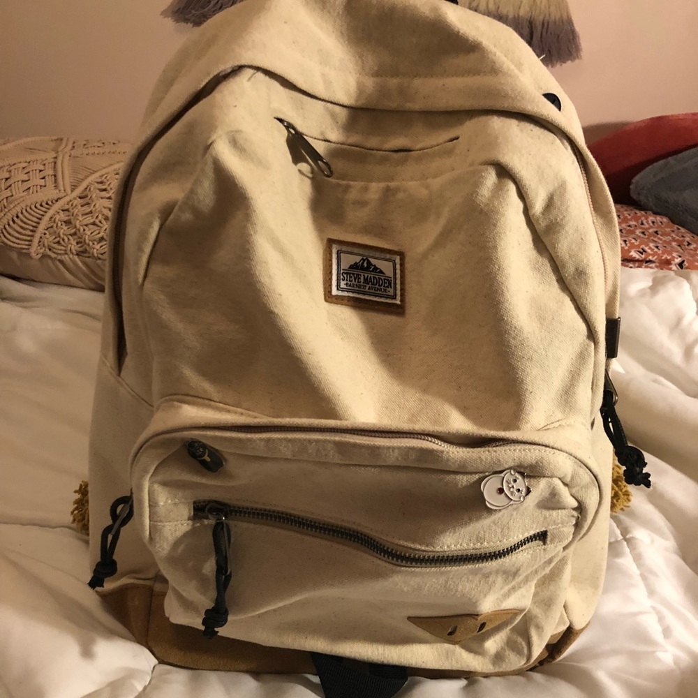 Steve Madden cream and brown backpack